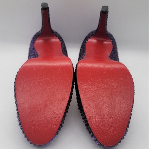 Christian Louboutin Rhinestone Fifi Platform Pumps Size 38 BLACK WEEK $499 - Picture 9 of 12